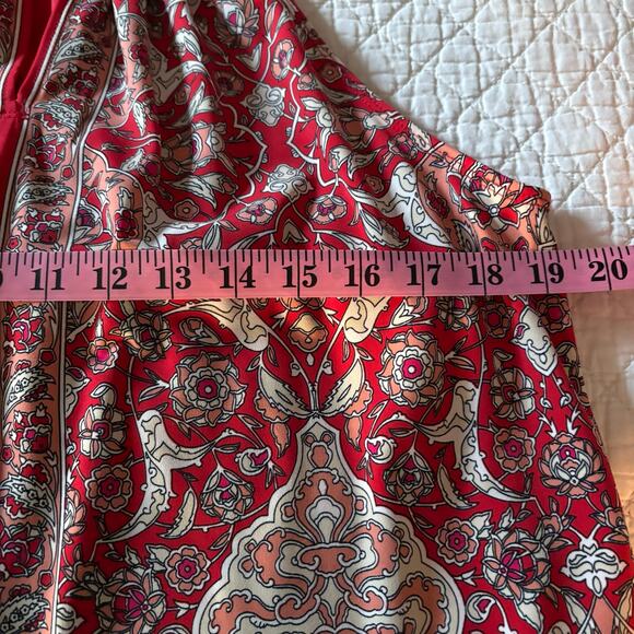 MAX STUDIO Paisley Shift Dress Red/Peach Sz XL Spring Wedding Easter Picnic Date - Picture 6 of 9